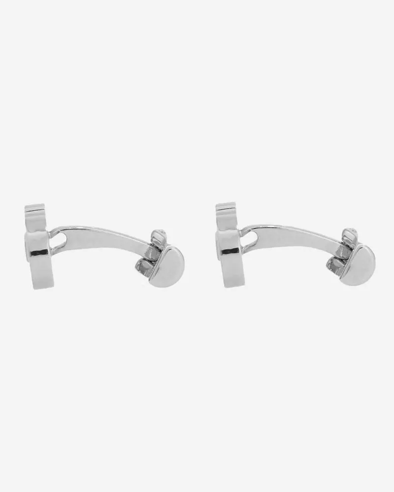 Ferragamo Men's Brass Cufflinks With Engraved Logo Silver Accessory Silver