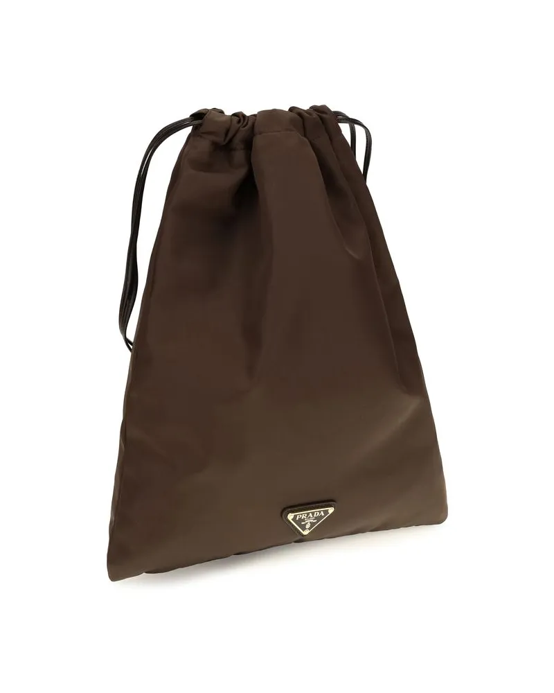 Prada Women's Brown Polyamide Clutch Bag Brown