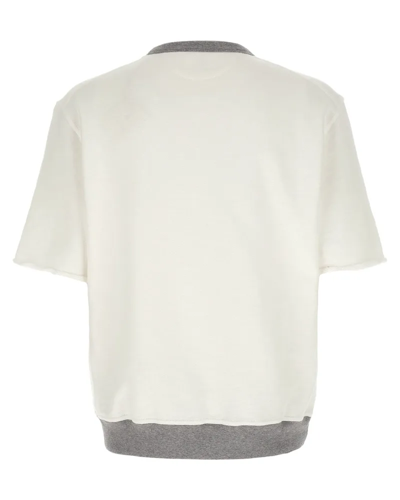Brunello Cucinelli Cotton-Linen Athletic Print Sweatshirt — Cream Cream