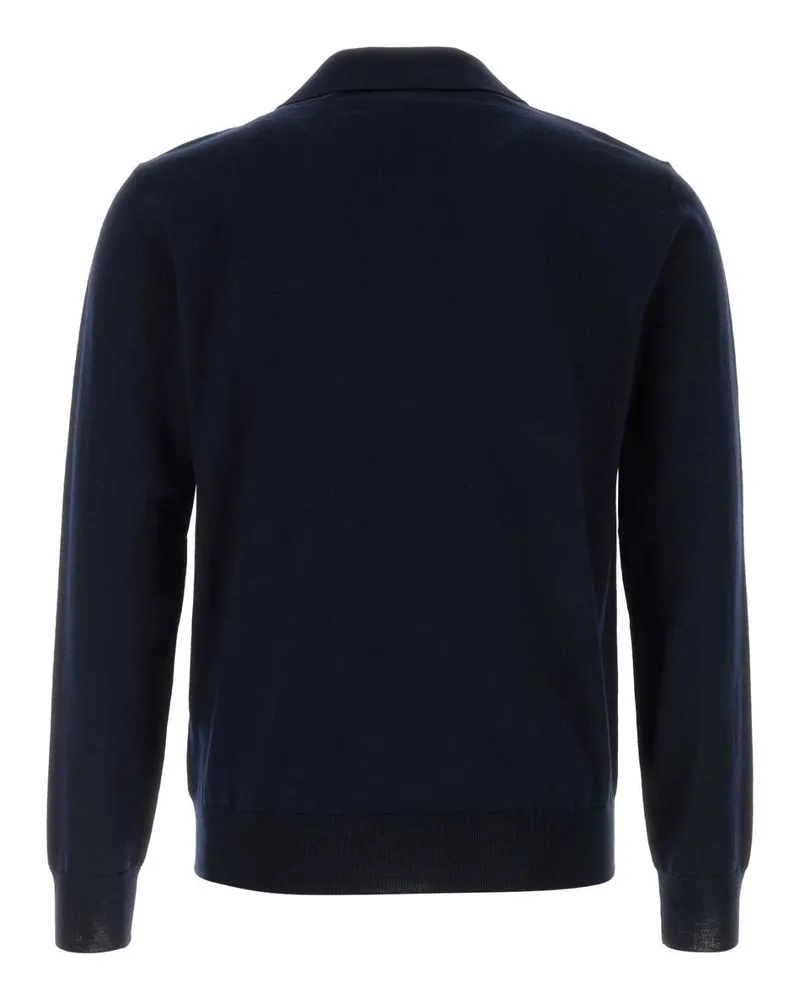 Valentino Garavani Men's Midnight Blue Wool Polo Shirt Navy Virgin Navy