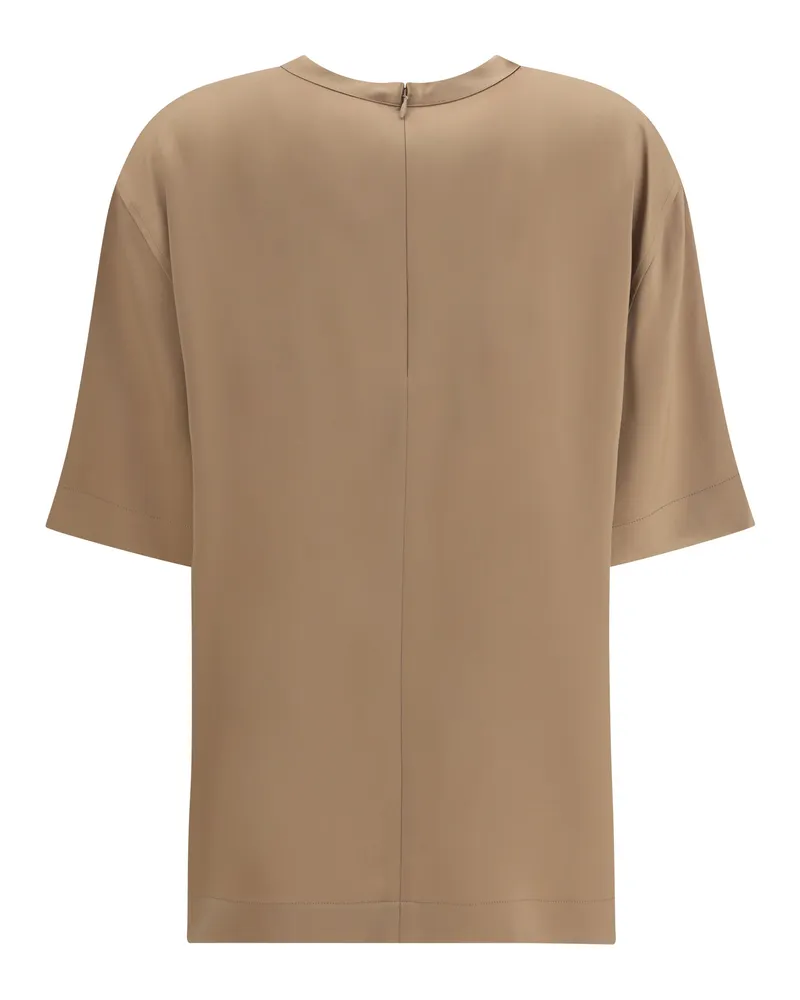 Totême Women's Satin T-Shirt Latte Viscose T-Shirts & Jerseys Beige