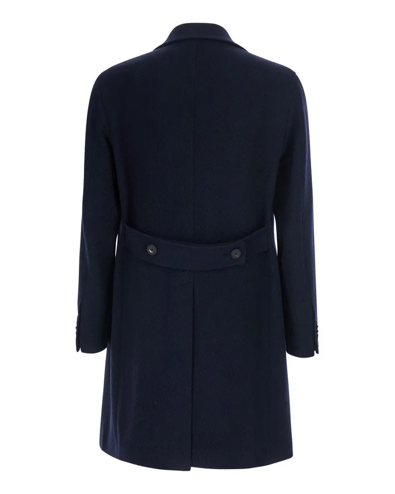 Tagliatore Men's Coat Wool-Blend Blue Navy