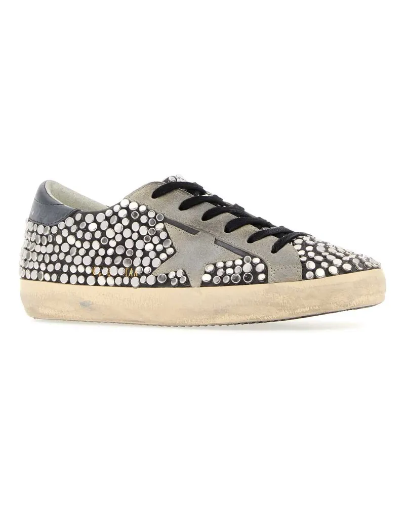 Golden Goose Women's Embellished Leather Super-Star Sneakers Blacknikeltaupeblack Black
