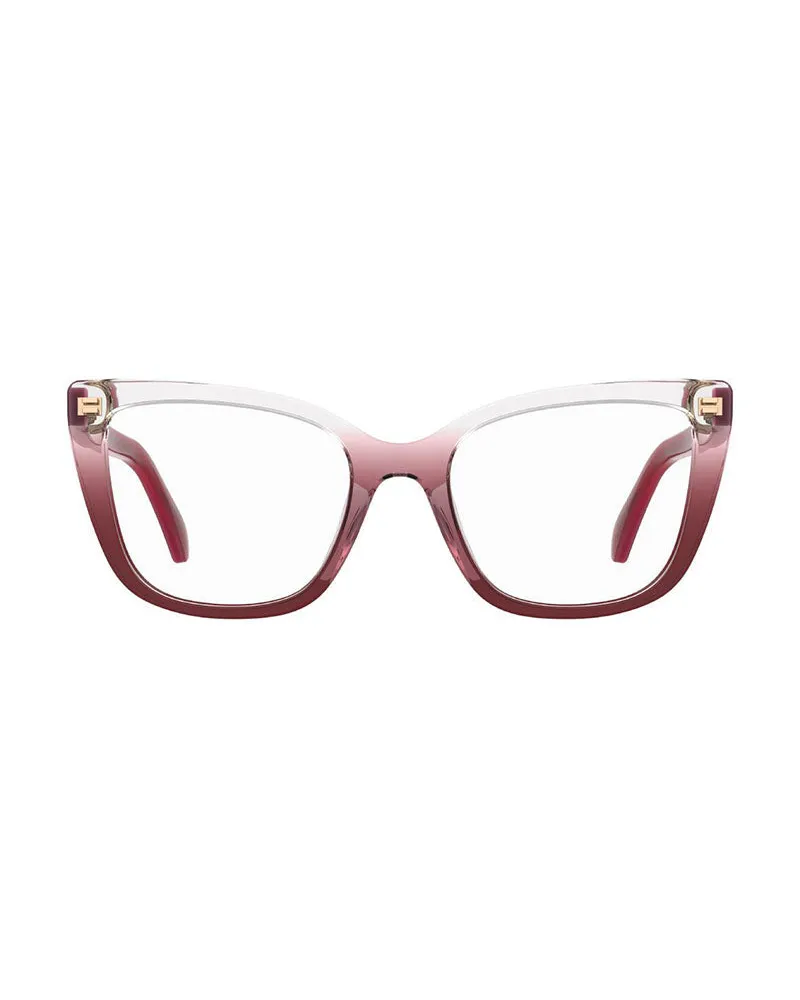 Moschino Women's Eyeglasses Cat Eye Full Rim, Transparent Gradient Red Frame And Clear Demo Lens Mos60306xq00 Sunglasses Red