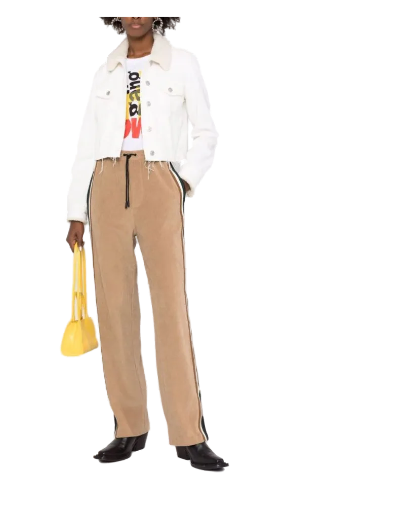 Dsquared2 Women's Side-Stripe Corduroy Track Pants Aw21 W Beige