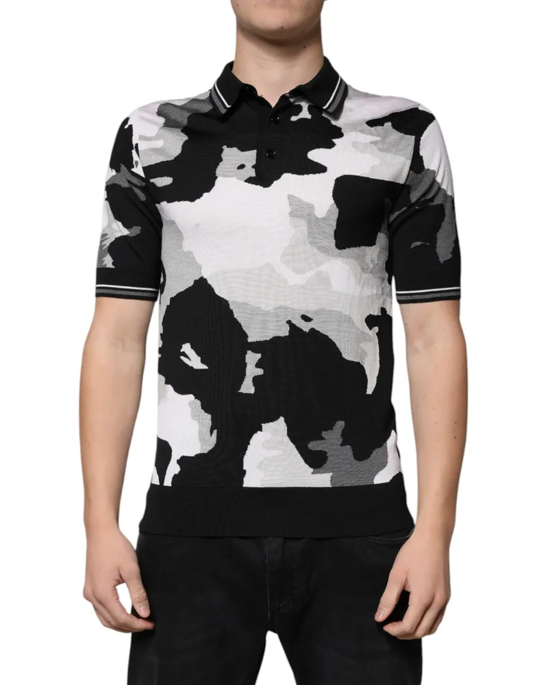 Dolce & Gabbana Men Camouflage Silk Polo Multicolor Multicolor