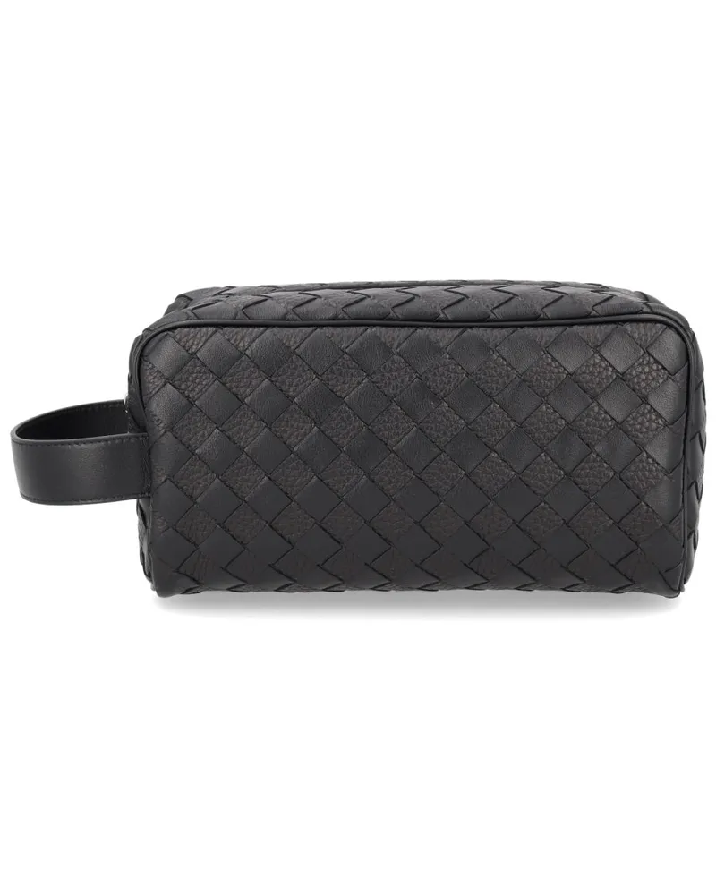 Bottega Veneta Men's Woven Leather Clutch Bag Black Black
