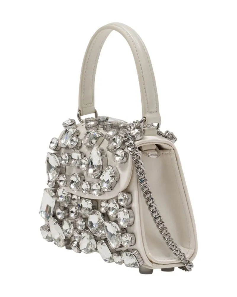 Self-Portrait Women's Crystal Mini Bag Ivory Satin White