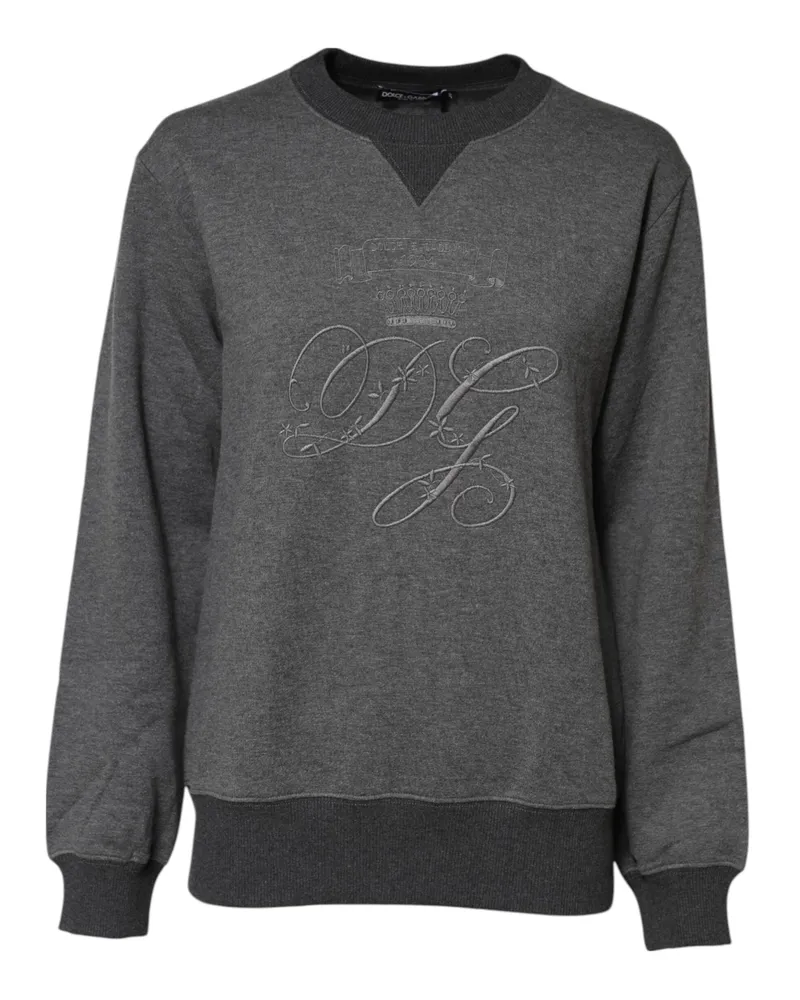 Dolce & Gabbana Women's Dg Logo-Embroidered Cotton Cashmere Sweatshirt Gray Sweatshirts Gray