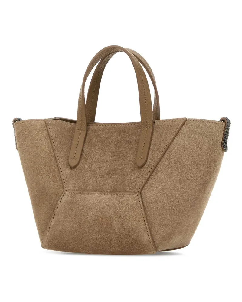 Brunello Cucinelli Women's Biscuit Suede Handbag C2767 Borse A Mano Beige