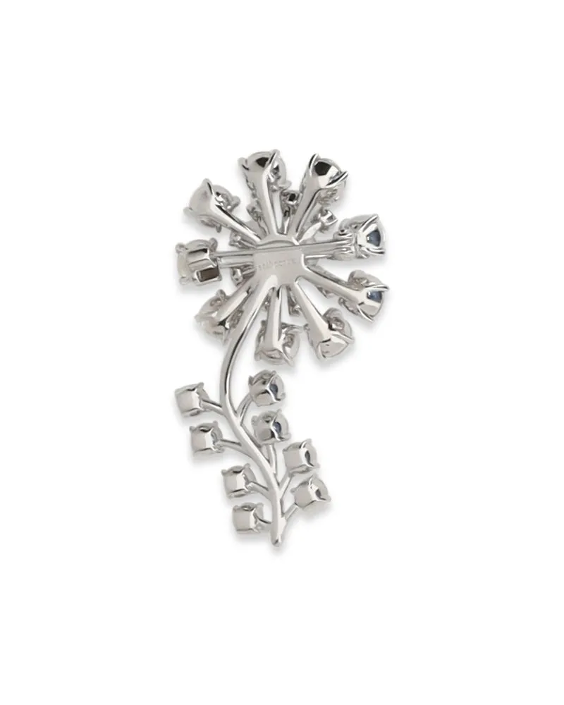 Self-Portrait Crystal Flower Brooch — Silver Silver