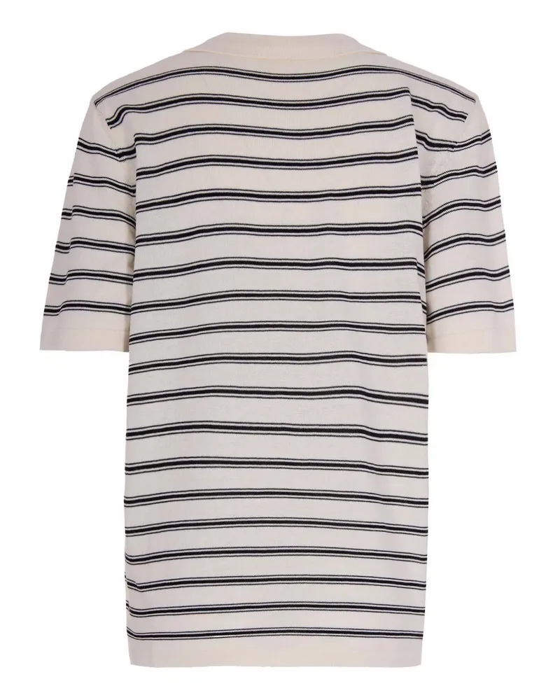 A.P.C. Men's Knit Polo Shirt Ecru-Black Cotton Ecru/black T-shirts And Polos Beige