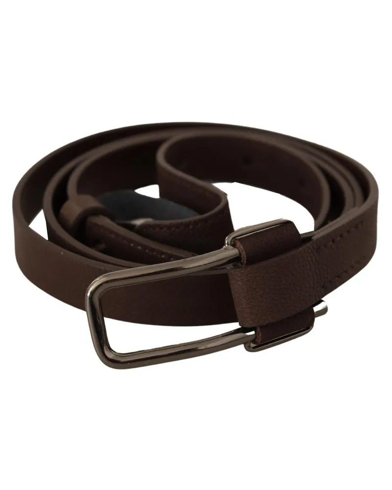 CoSTUME NATIONAL Women's Brown Wx Silver Metal Buckle Belt Brown