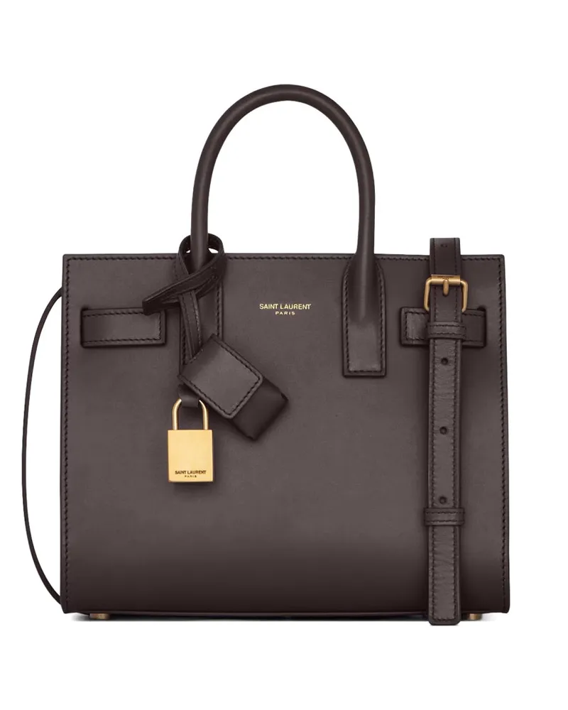 Saint Laurent Women's Sac De Jour Nano Handbag Green Lamb Leather Handbags Hand Bags Brown