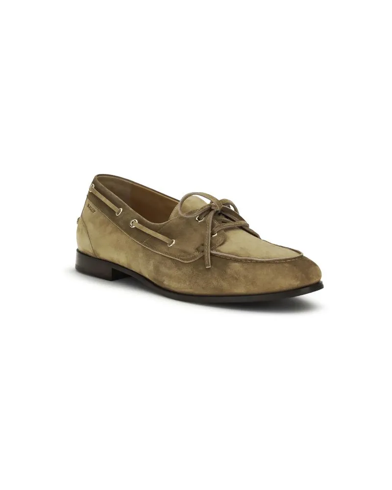 Bally Men's Beige Buffalo Leather Slip-On Loafers Beige
