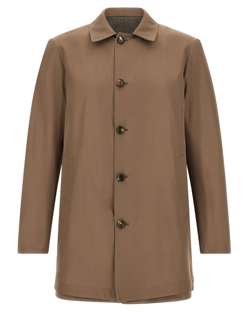 Pal Zileri Reversible Wool & Technical Coat — brown Brown
