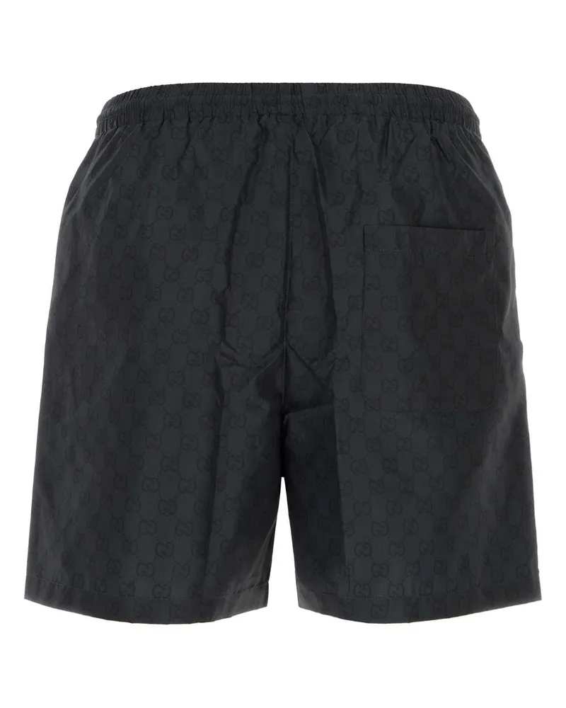 Gucci Men's Printed Polyester Swimming Shorts Blackgreymc Black