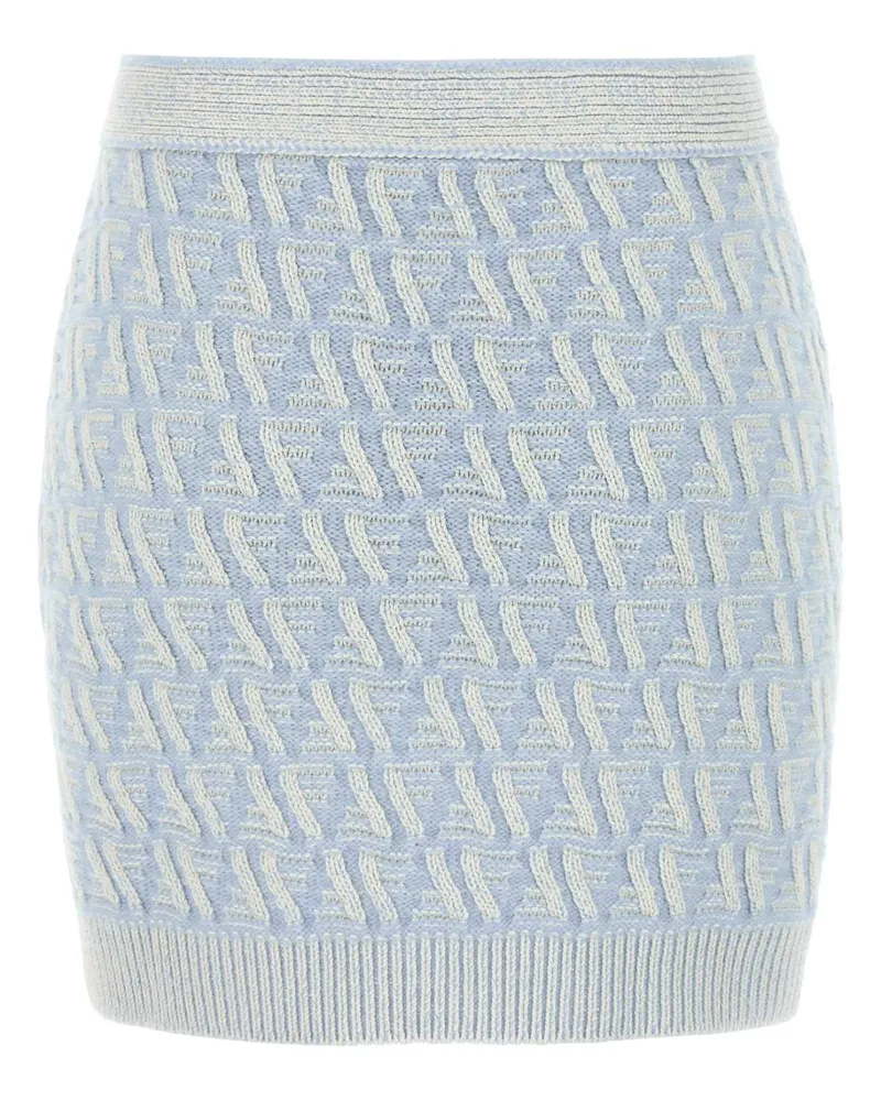 Fendi Women's Embroidered Silk Blend Mini Skirt Lught Ble Gonne Blue