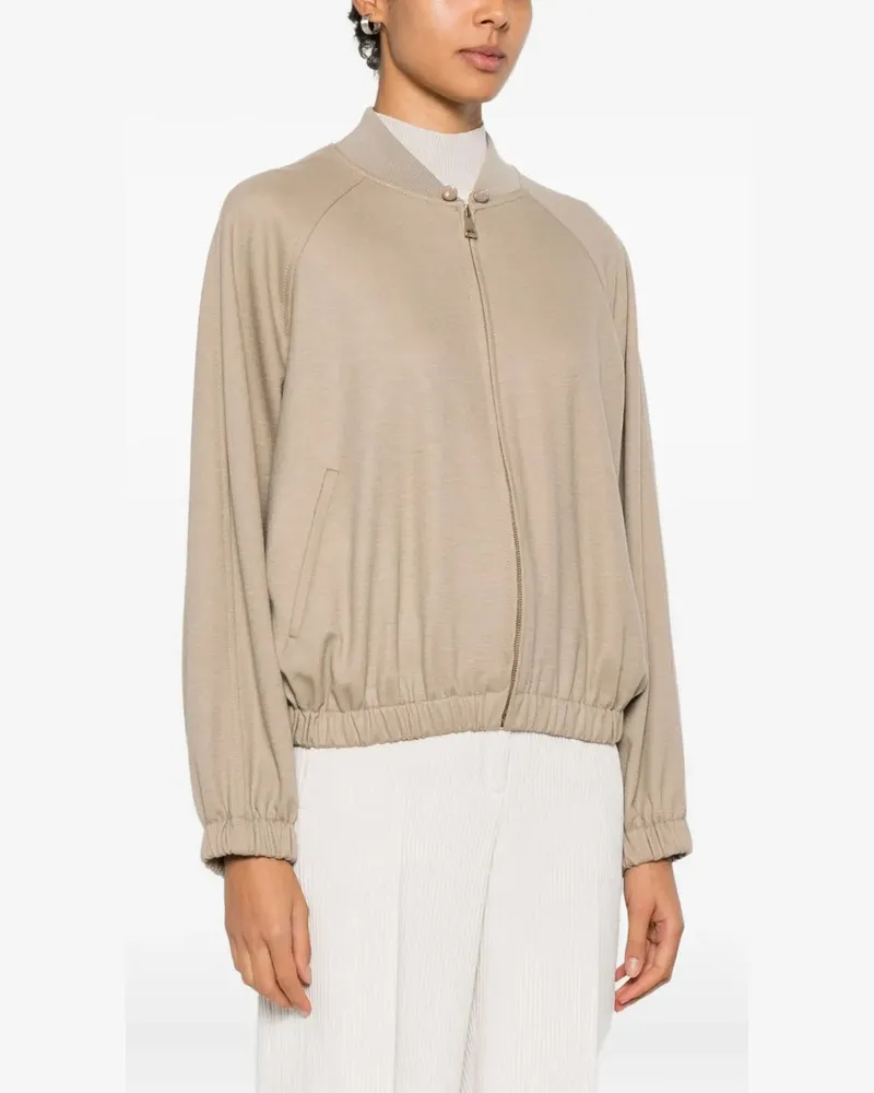 Fabiana Filippi Women's Zip Bomber Jacket Aw25 W Beige