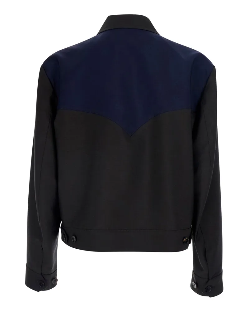 Versace Men's Jacket Brown Wool-Blend Coat Navy