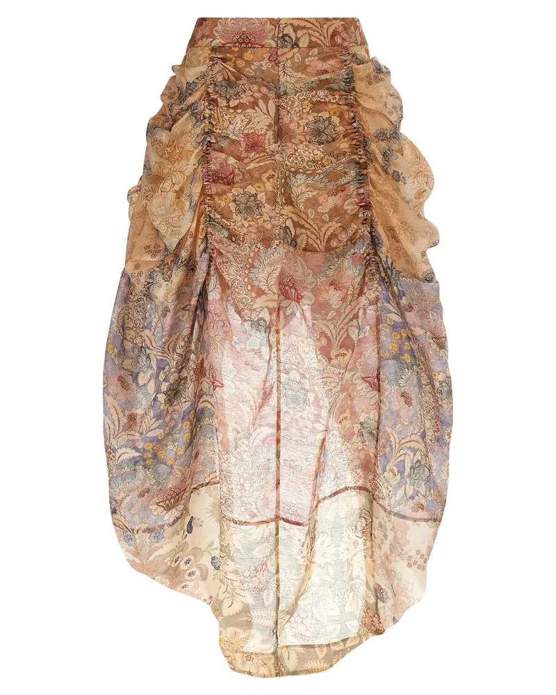 Zimmermann Women's Multicolor Linen Midi Skirt Multicolor