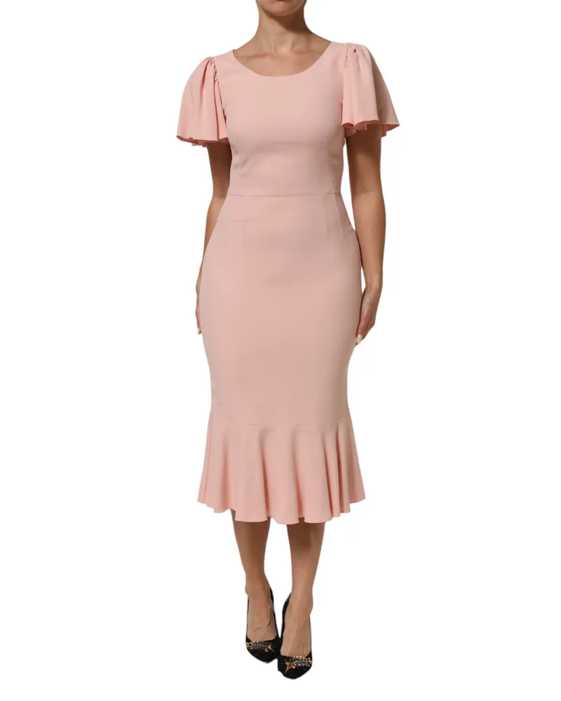 Dolce & Gabbana Women's Pink Viscose Short Sleeves Sheath Midi Dress 46+03+vi Pink