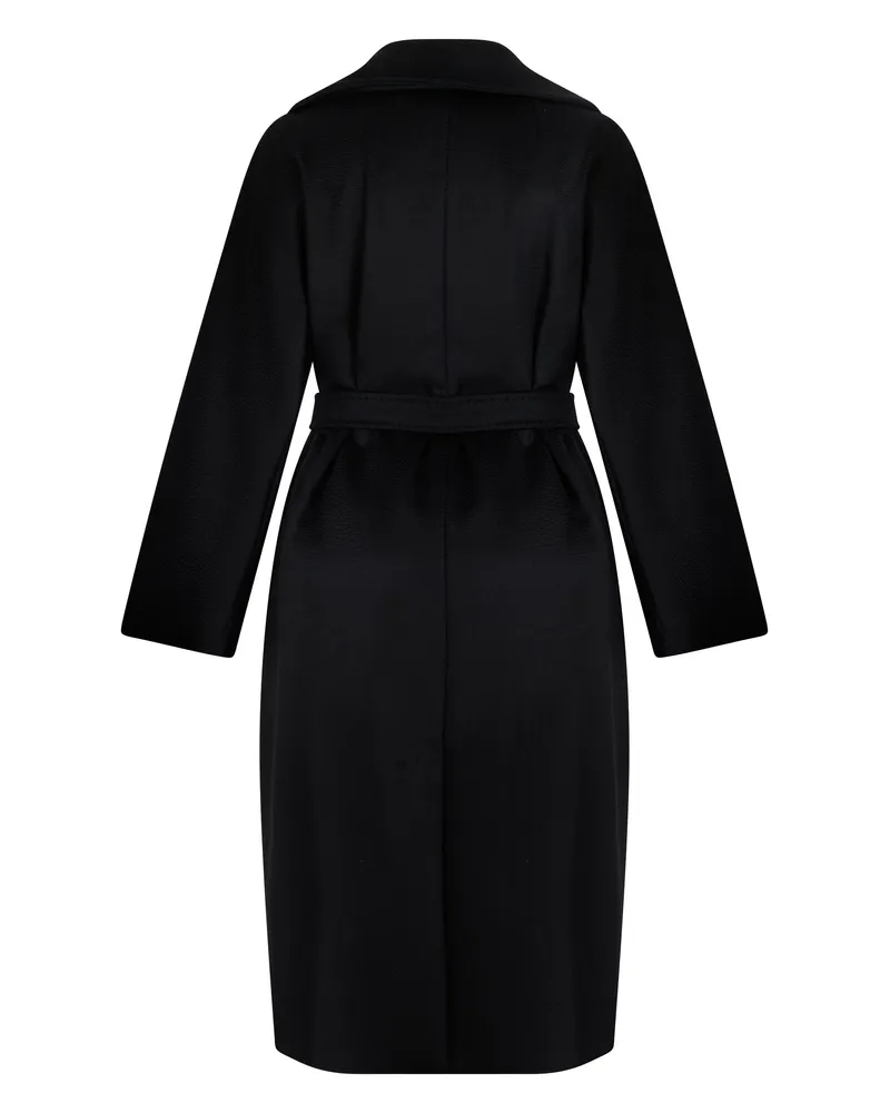 Max Mara Women's Wool Coat, Double-Breasted, Black Virgin 