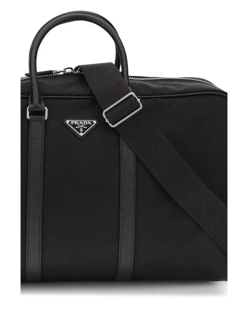 Prada Men's Travel Bag Re-Nylon And Saffiano Black Recycled Polyamide Luggage & Holdalls Black