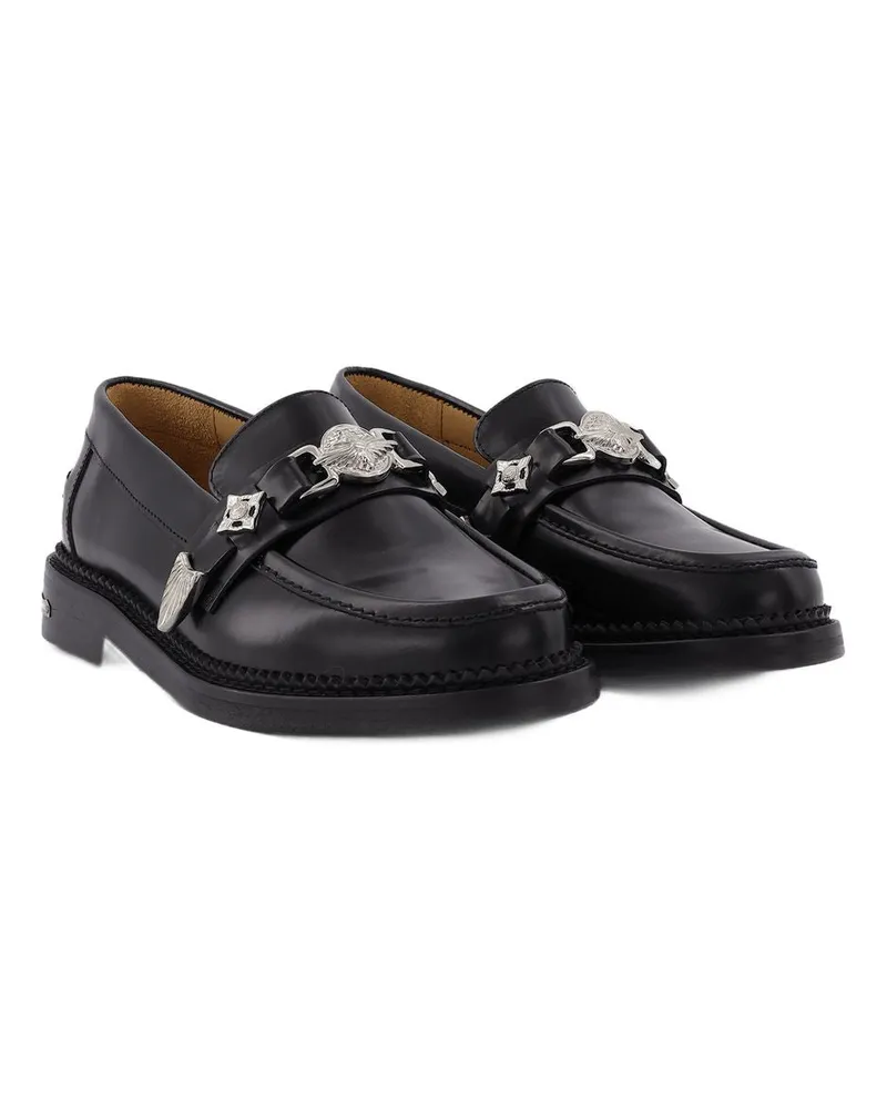 Toga Women's Aj1041 Loafers -  Black Polido Cowhide Shoes Flat-Shoes Black