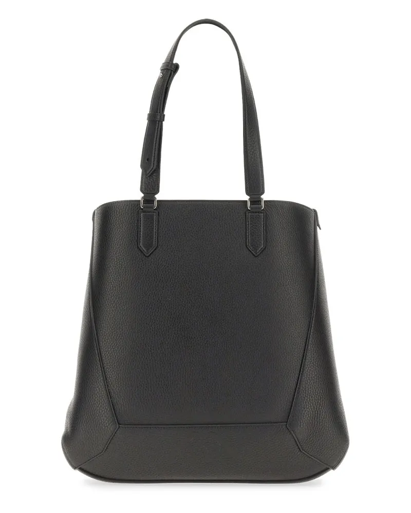 Alexander McQueen Men's Tote Bag The Edge Black Leather Shoulder Black