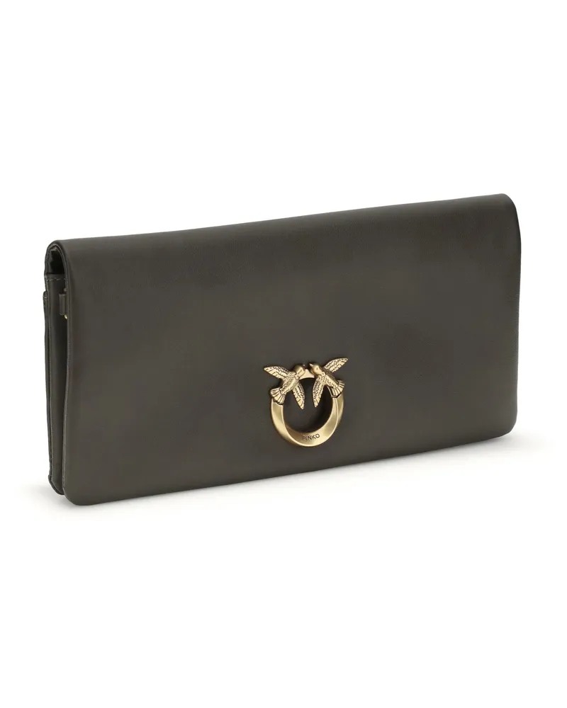 Pinko Women's Love Medium Clutch Bag Verde Fango-Antique Gold Calf Leather Bos Taurus Clutches Green