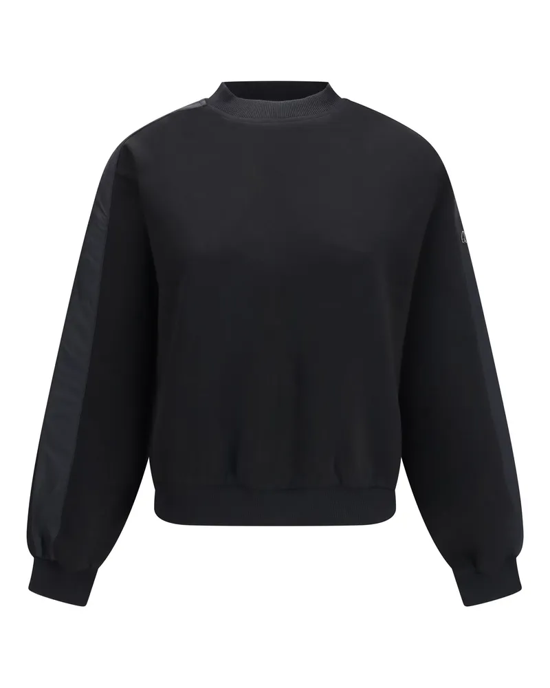 Moose Knuckles Women's Crewneck Sweater Mix Media Black Cotton Sweatshirts Black