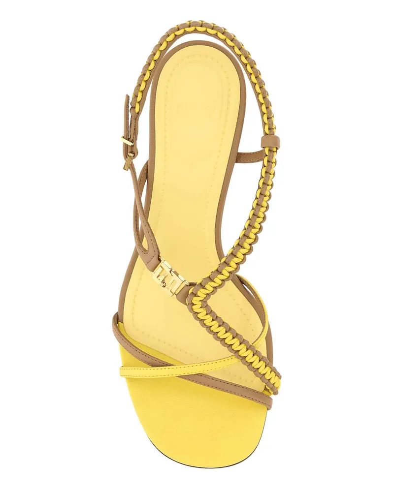 Fendi Color-Block Lamb Leather Heel Sandal — Multicolor Multicolor