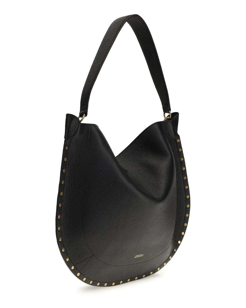 Isabel Marant Women's Oskan Hobo Shoulder Bag Black Calf Leather Bos Taurus Black