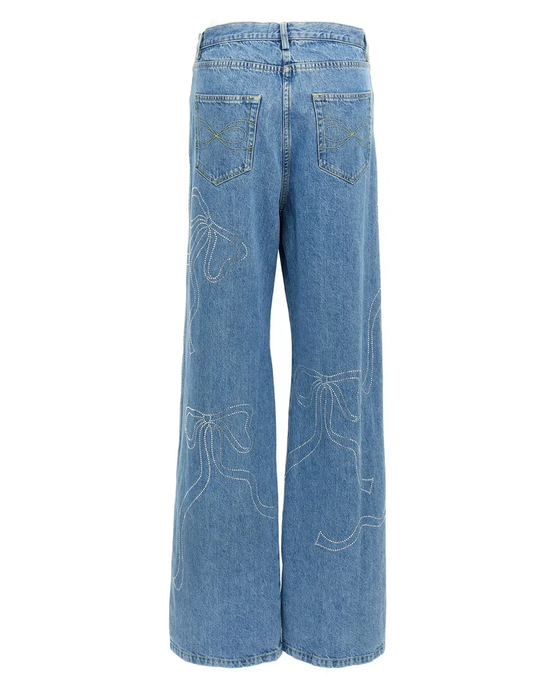 Mach & Mach Rhinestone-Embellished Jeans — Blue Blue