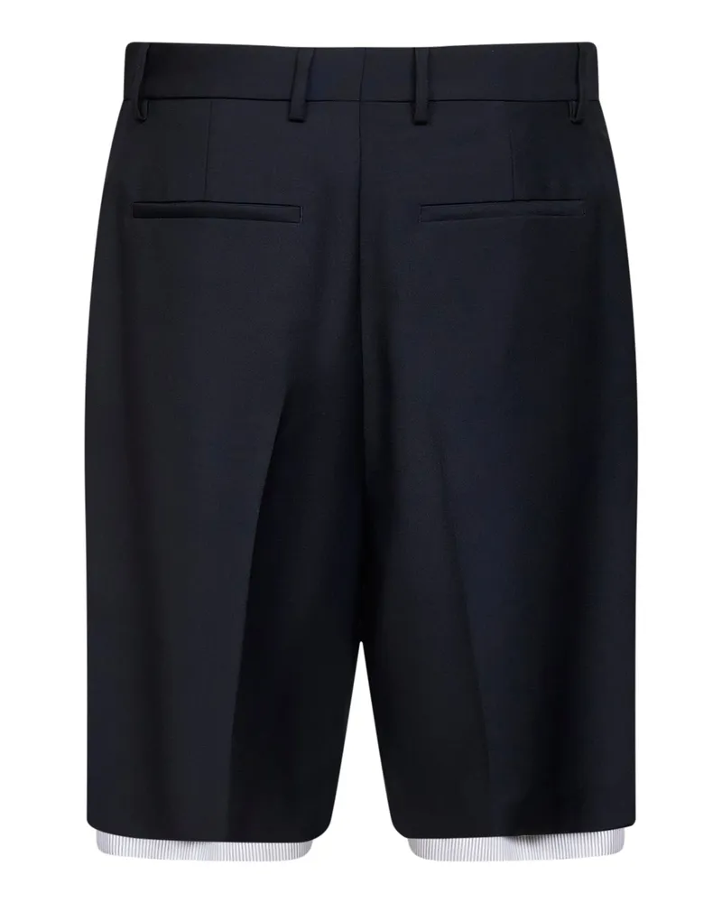 Jil Sander Men's Blue Wool Canvas Double-Layer Shorts Virgin Blue