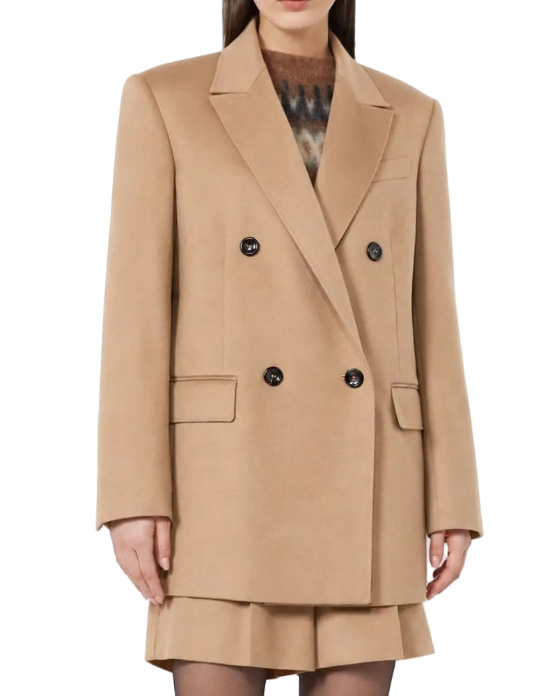 Max Mara Virgin Wool Double-Breasted Blazer — Brown Brown