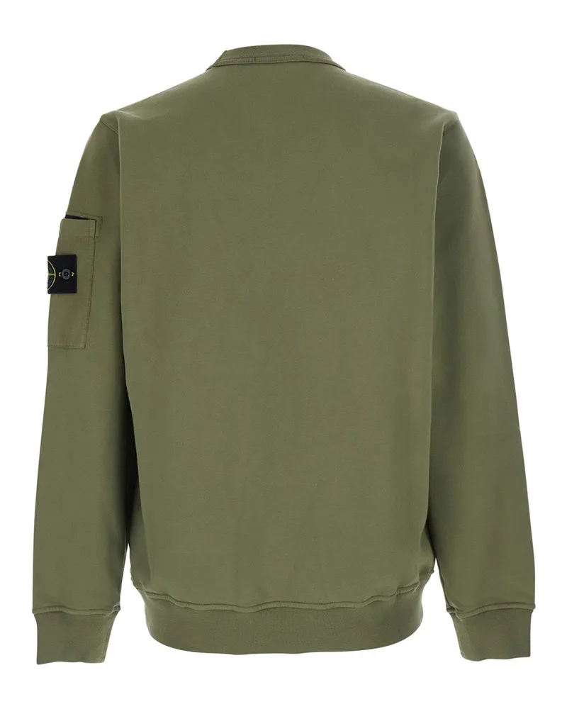 Stone Island Men's Crewneck Sweatshirt, Green Cotton Sweatshirts Sweater Green