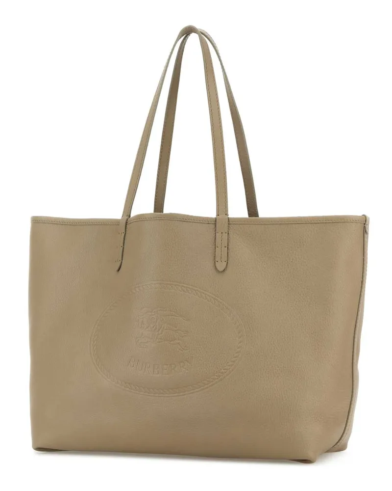 Burberry Embossed Logo Calf Tote Bag — Beige Beige