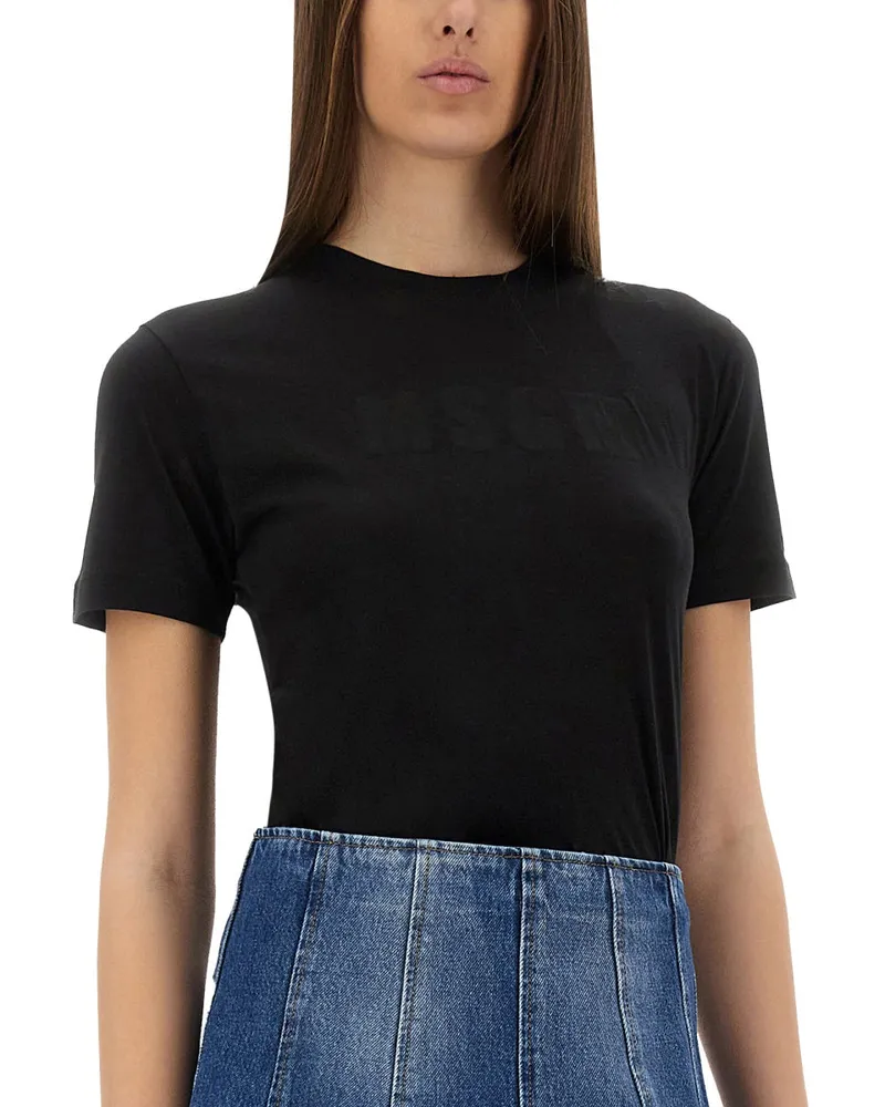 MSGM Slim Fit Cotton T-Shirt — Black Black