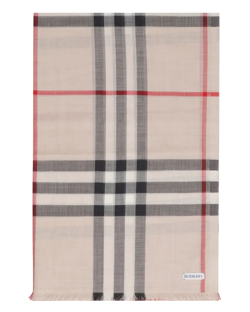 Burberry Wool and Silk Check Scarf — Beige Beige