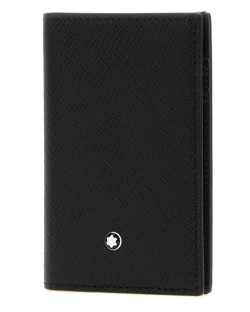 Montblanc Men's Black Leather Card Holder Exterior: Portafogli Wallet Black