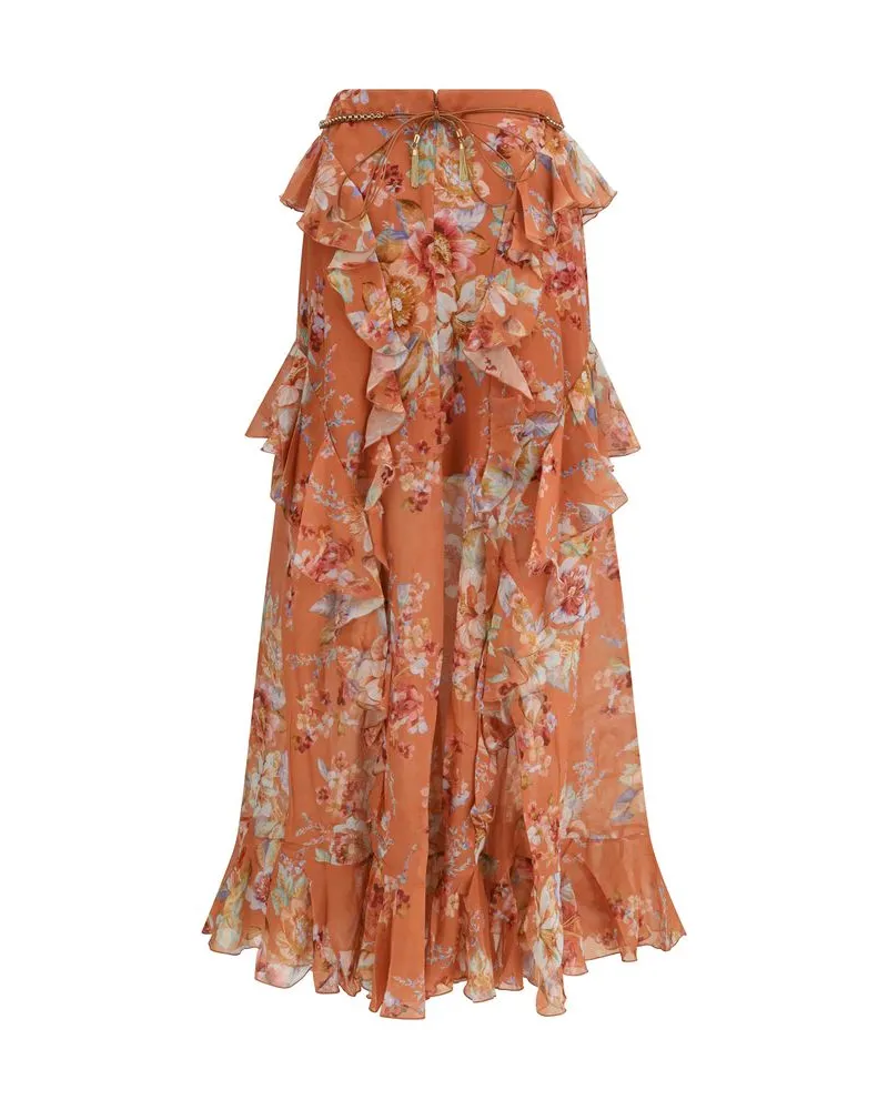 Zimmermann Women's Orange Cotton Long Skirt Orange