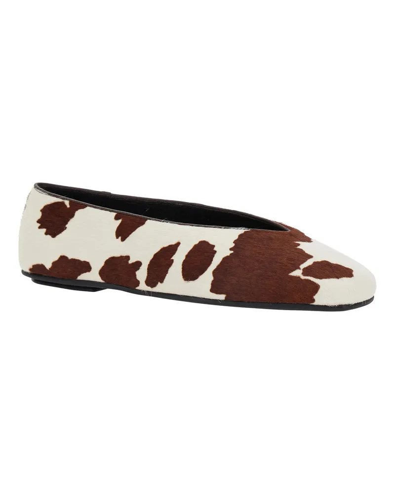 Jeffrey Campbell Women's Brown Ballet Shoes With Animalier Print Cow Ballerina Brown