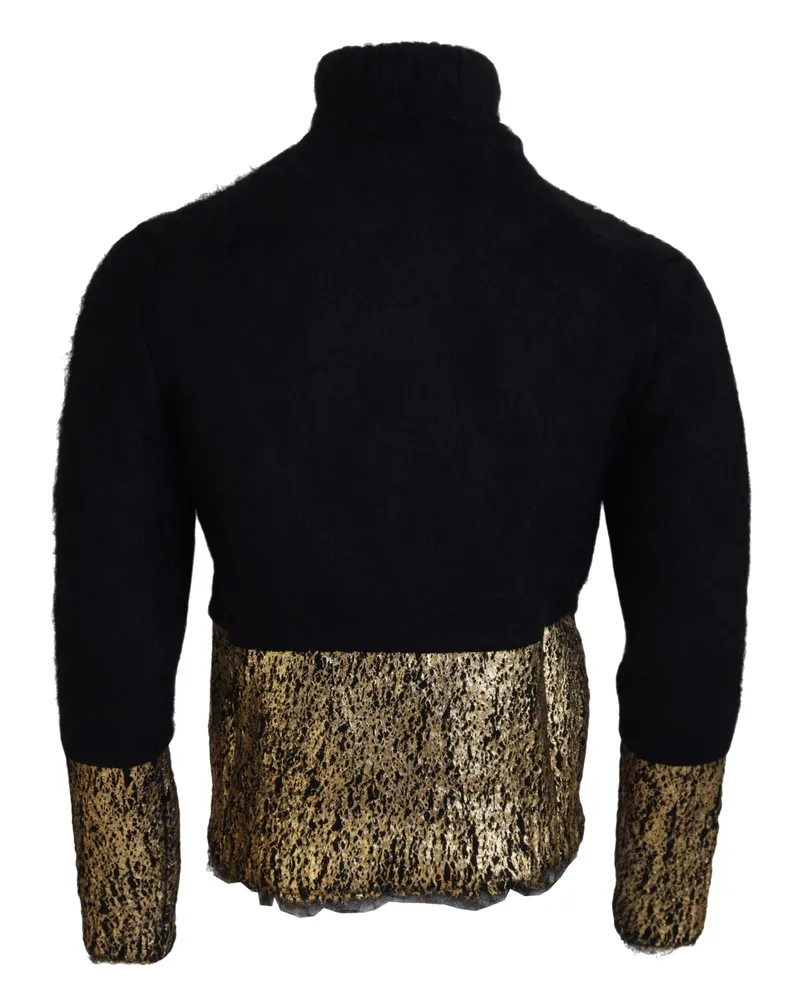 Dolce & Gabbana Black Gold Turtleneck Mohair Pullover Mens Sweater Clothing Black