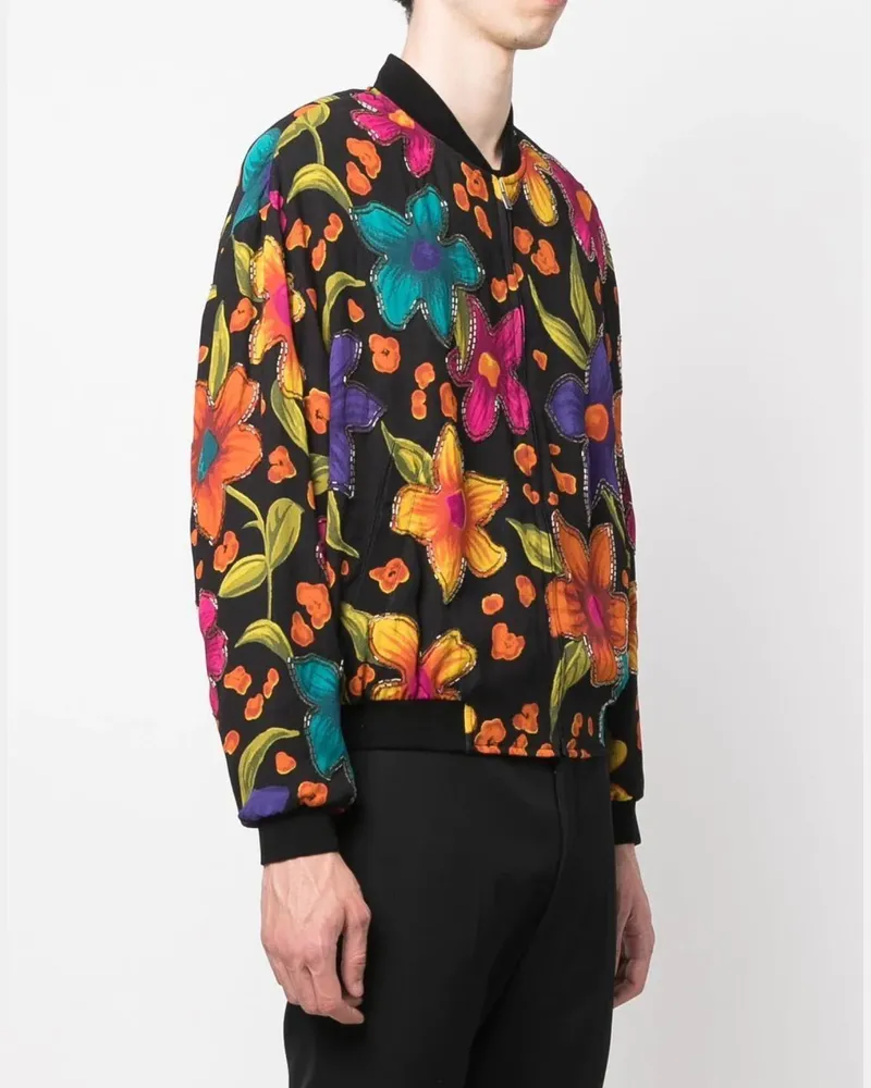 Saint Laurent Men's Teddy Fleurs Crepe Jacket Multiple Colors Clothing > Coats Black