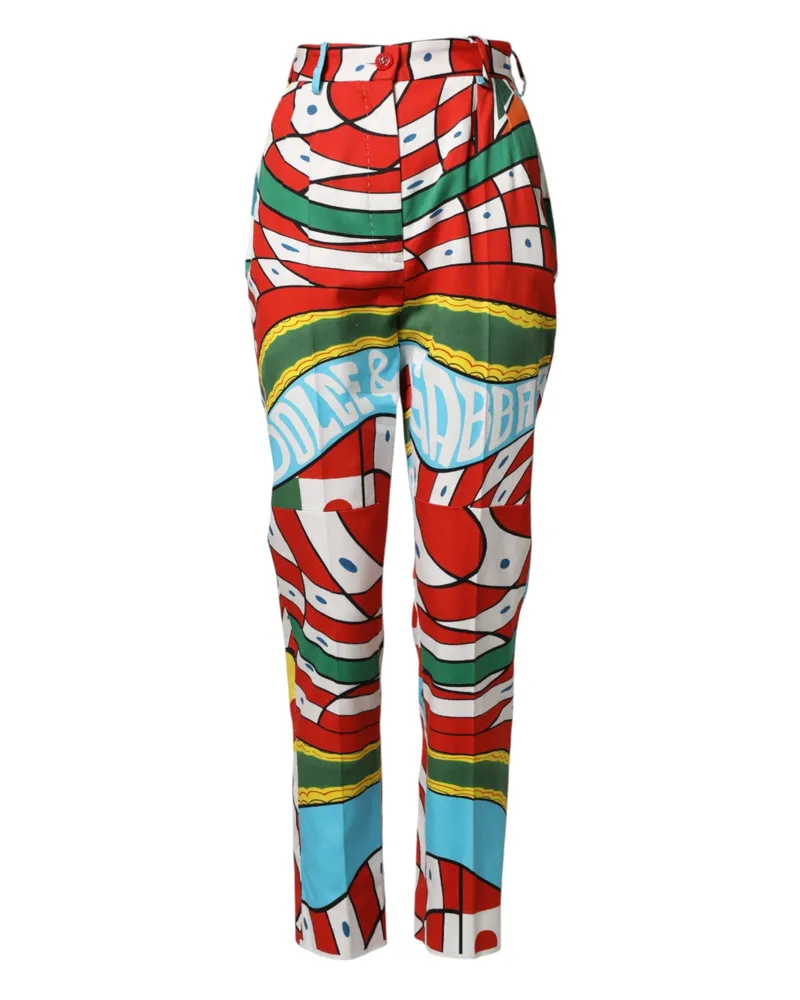 Dolce & Gabbana Women Multicolor Geometric Pattern Straight Pants Multicolor