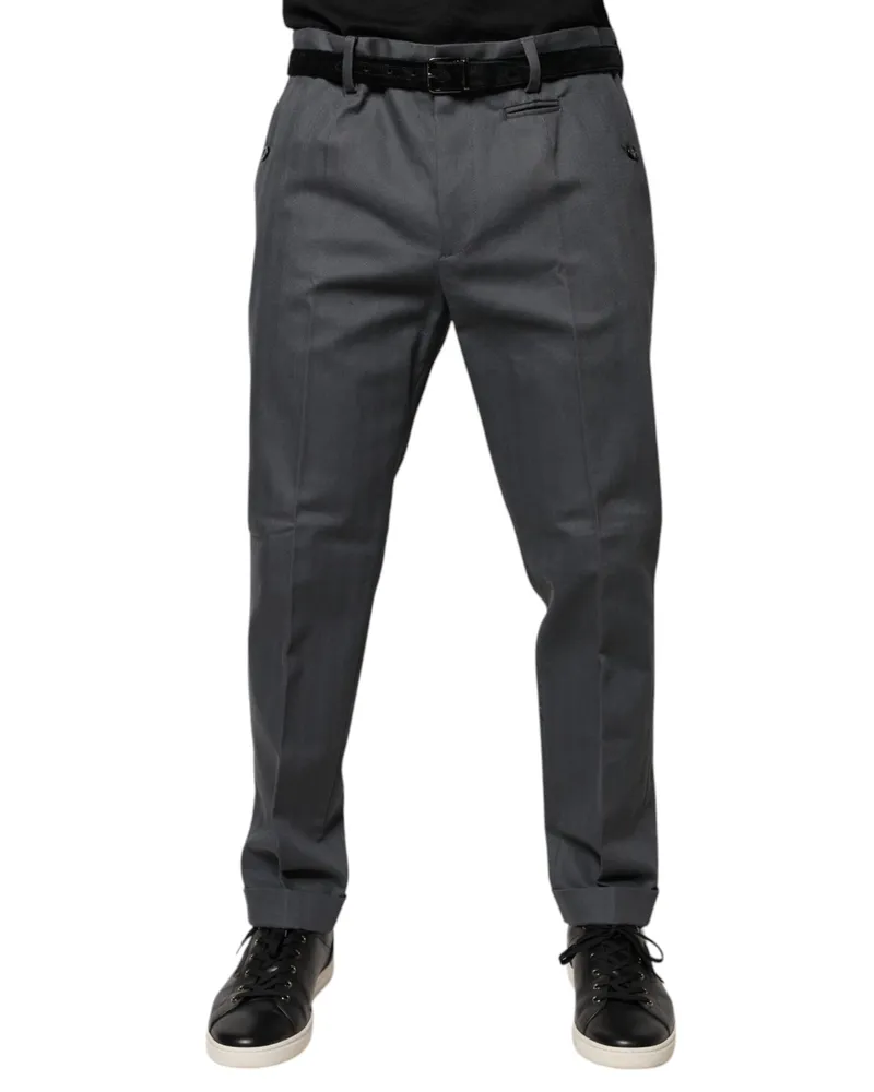Dolce & Gabbana Men's Gray Tapered Formal Dress Pants Cotton Elastane Gray