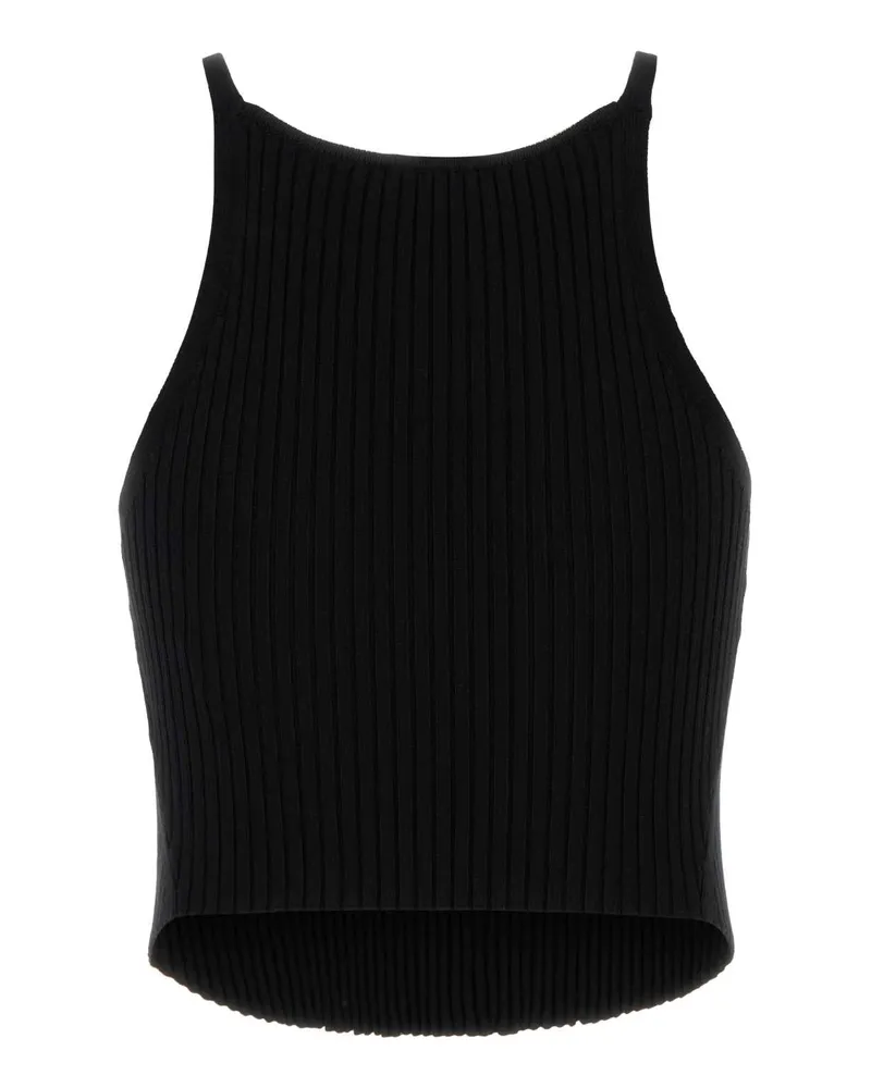 Courrèges Women's Black Viscose Blend Tank Top Exterior: Polyester Maglie Sweater Black