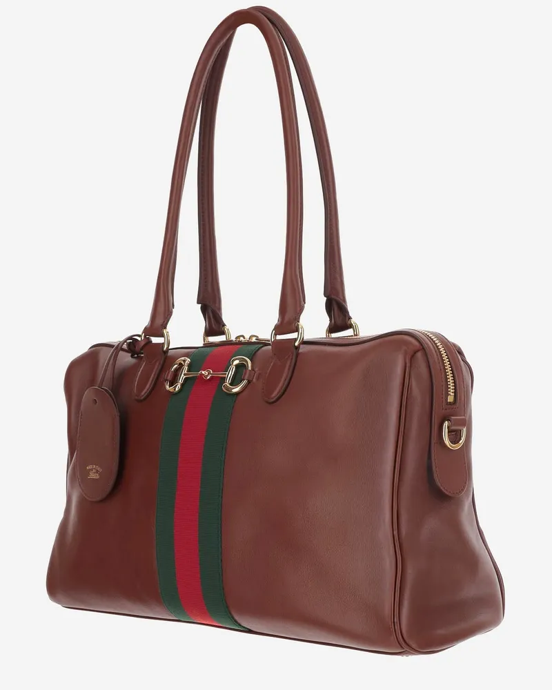 Gucci Women's Top Handle Borsetto Calf Skin Bag Brown Shoulder Brown